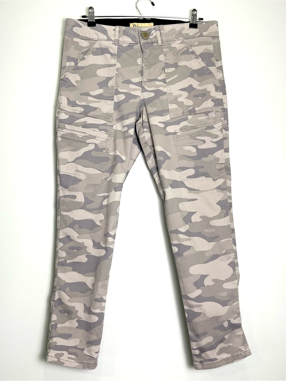 DEMOCRACY "Ab" Technology Women's Cargo Gray Camo Pants Stretch Size 10